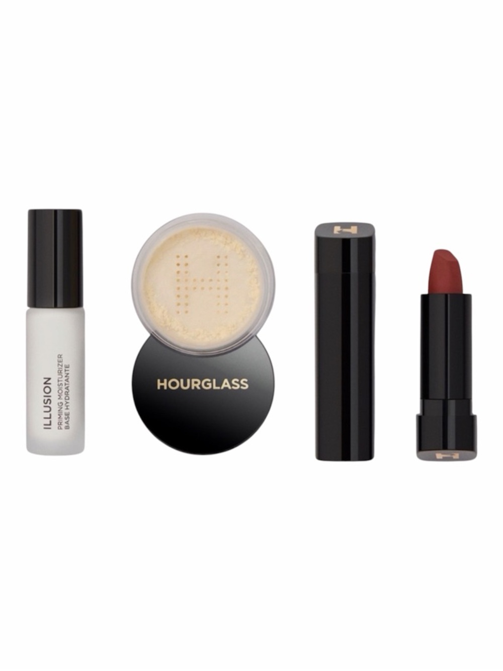 HOURGLASS 3pc Lipstick, Setting Powered & Hydrating Primer-Deluxe Sample set